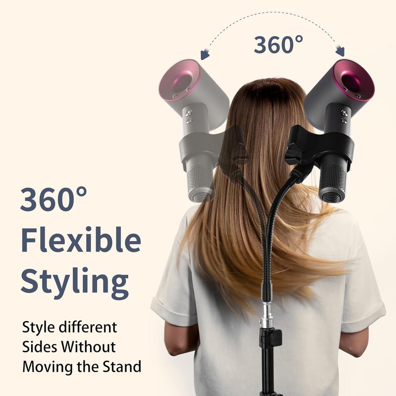 Hugabow Hair Dryer Stand - 360° Rotating Universal Holder, 20-65 Inch Adjustable, Hands Free for Pain Relief & Multi-Tasking - Image 4